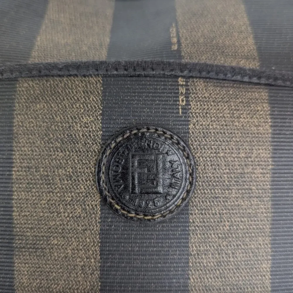 FENDI Black and Taupe Striped Crossbody or Shoulder Bag VTG